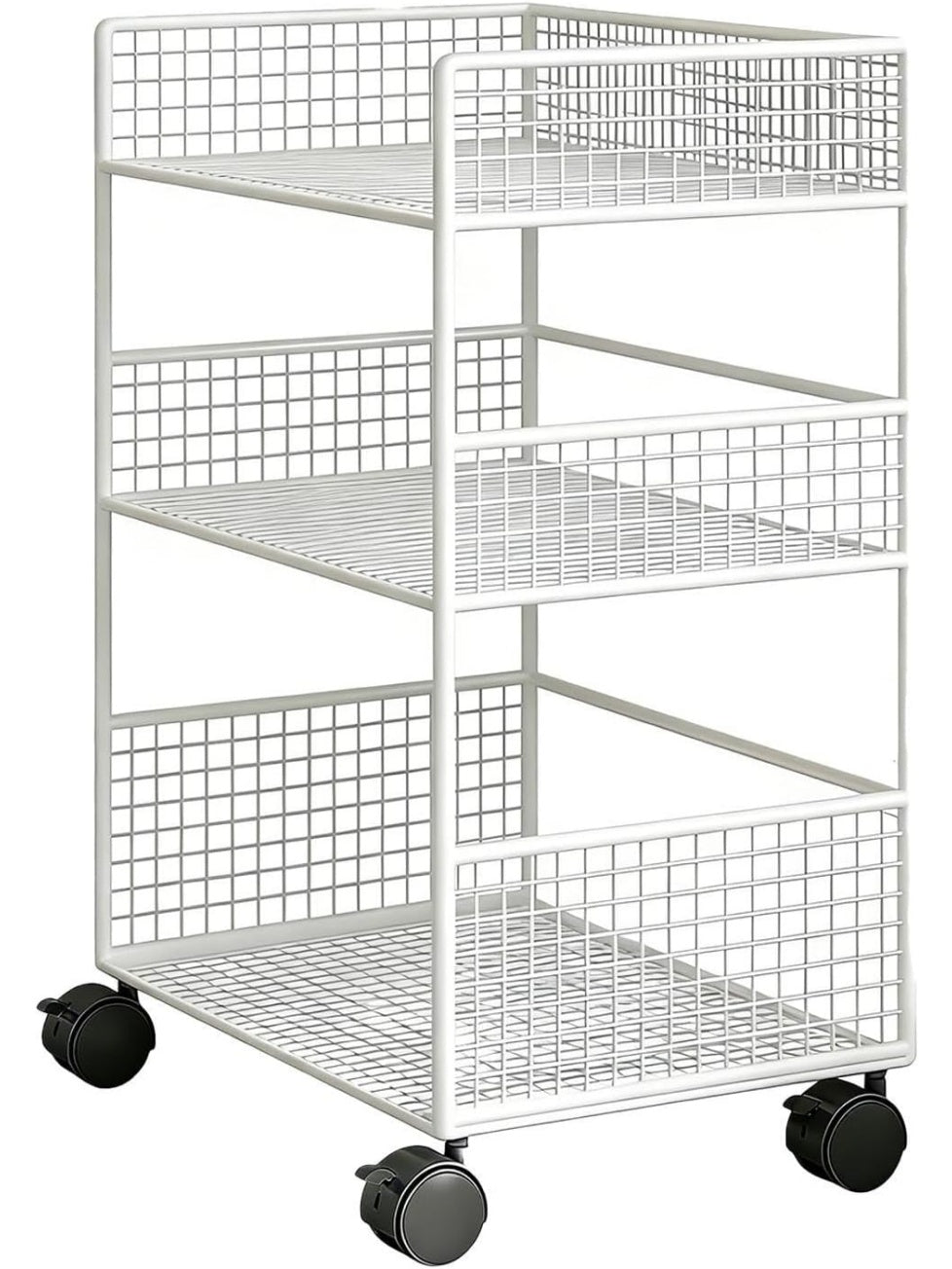 Carrito Organizador Metalico de 3 Niveles con Ruedas para Dormitorio, Cocina, Oficina o Lavanderia