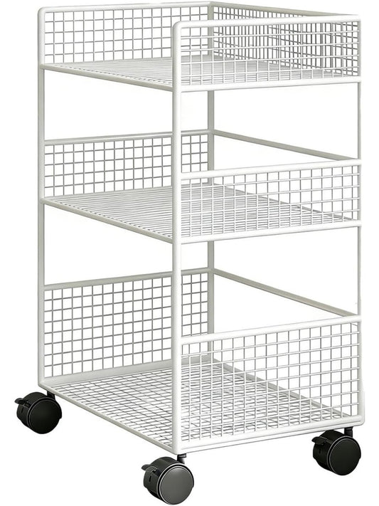 Carrito Organizador Metalico de 3 Niveles con Ruedas para Dormitorio, Cocina, Oficina o Lavanderia