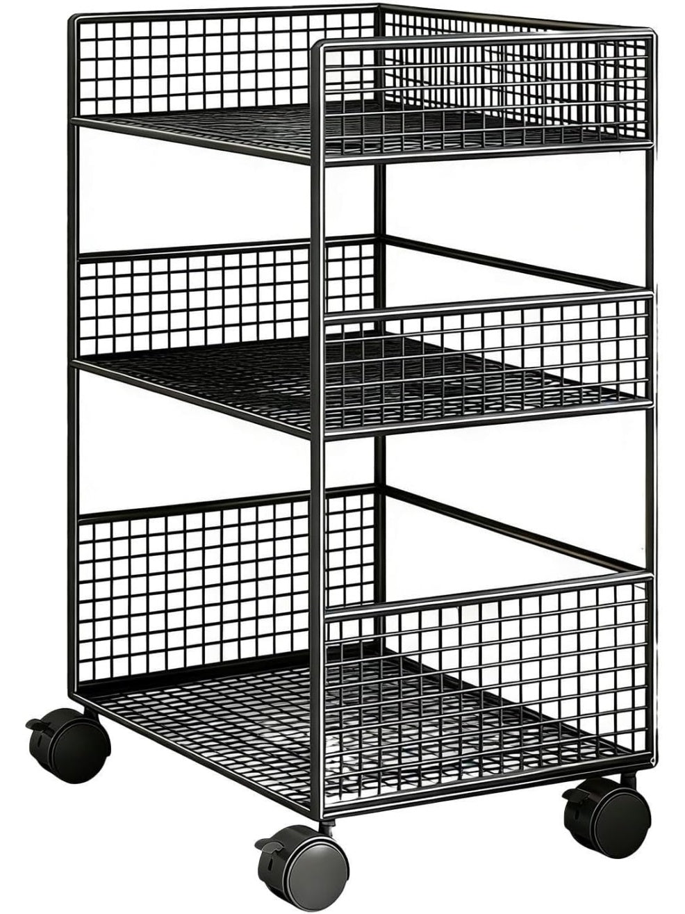 Carro organizador metalico de tres niveles con ruedas para cocina, bano, oficina o despensa