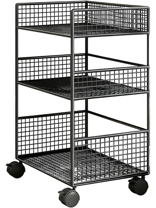 Carro organizador metalico de tres niveles con ruedas para cocina, bano, oficina o despensa