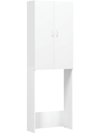 Mueble organizador para lavadora con armario superior y compartimentos, blanco, 64 25.5 190 cm